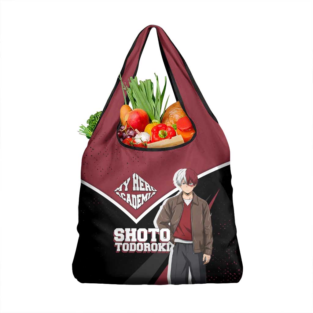 Shoto Todoroki My Hero Academia Grocery Bag Anime Grunge Splatter Graphic Style