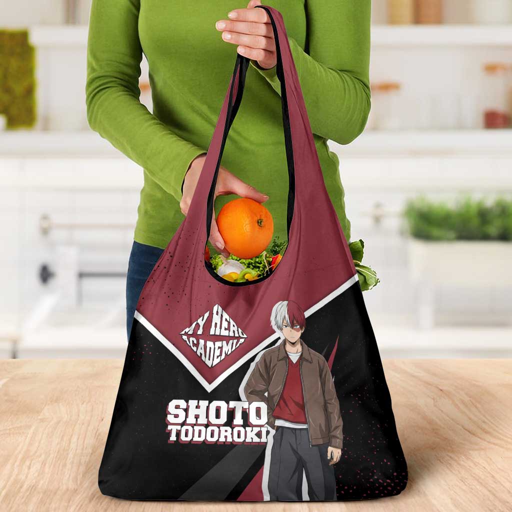 Shoto Todoroki My Hero Academia Grocery Bag Anime Grunge Splatter Graphic Style