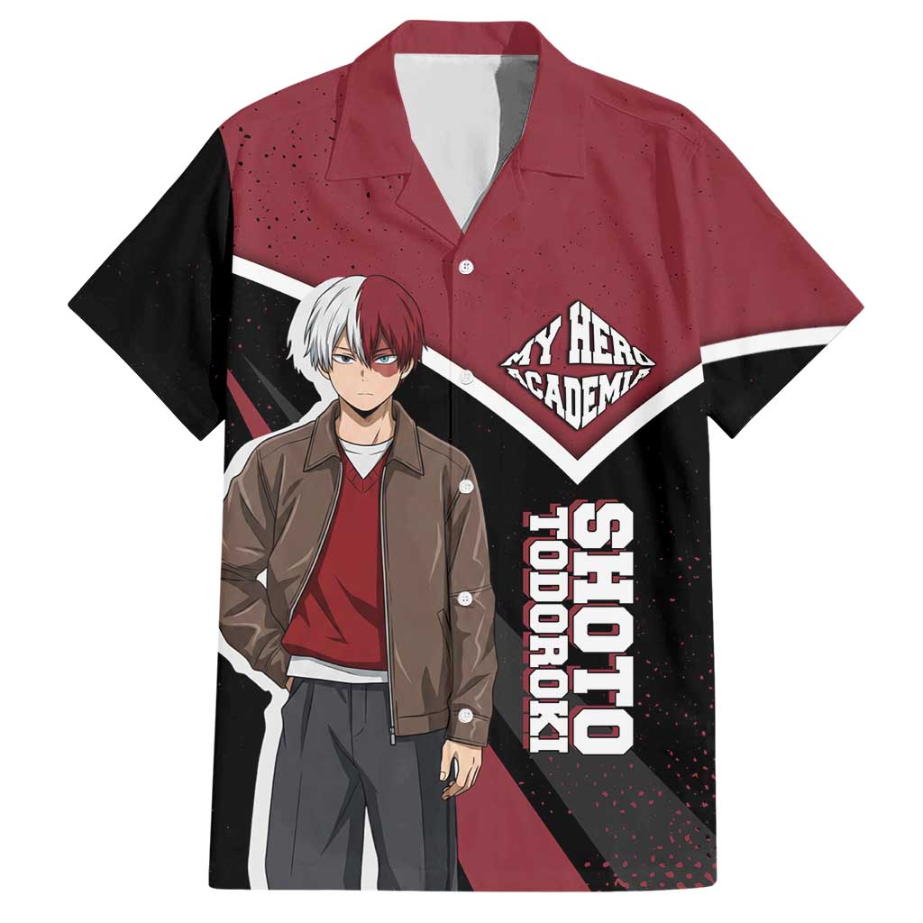 Shoto Todoroki My Hero Academia Hawaiian Shirt Anime Grunge Splatter Graphic Style