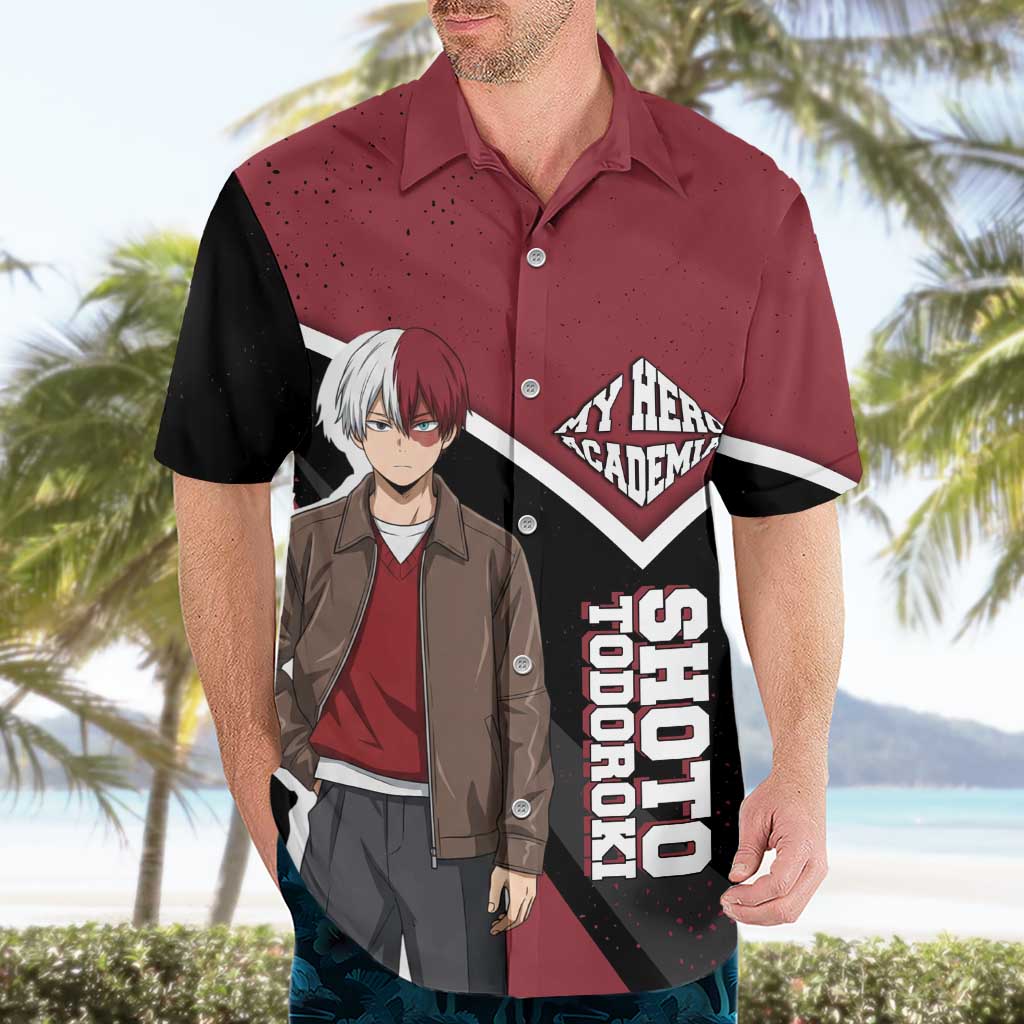 Shoto Todoroki My Hero Academia Hawaiian Shirt Anime Grunge Splatter Graphic Style