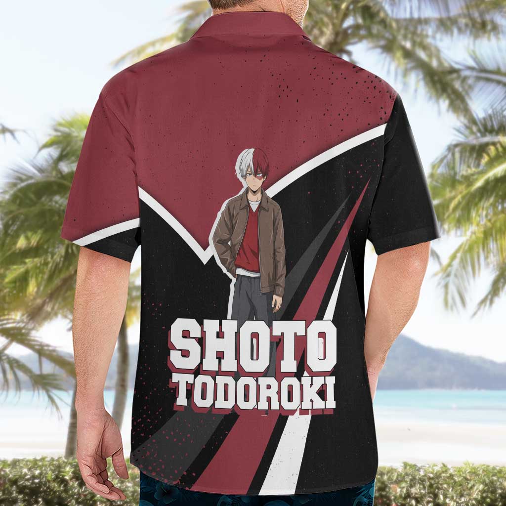 Shoto Todoroki My Hero Academia Hawaiian Shirt Anime Grunge Splatter Graphic Style