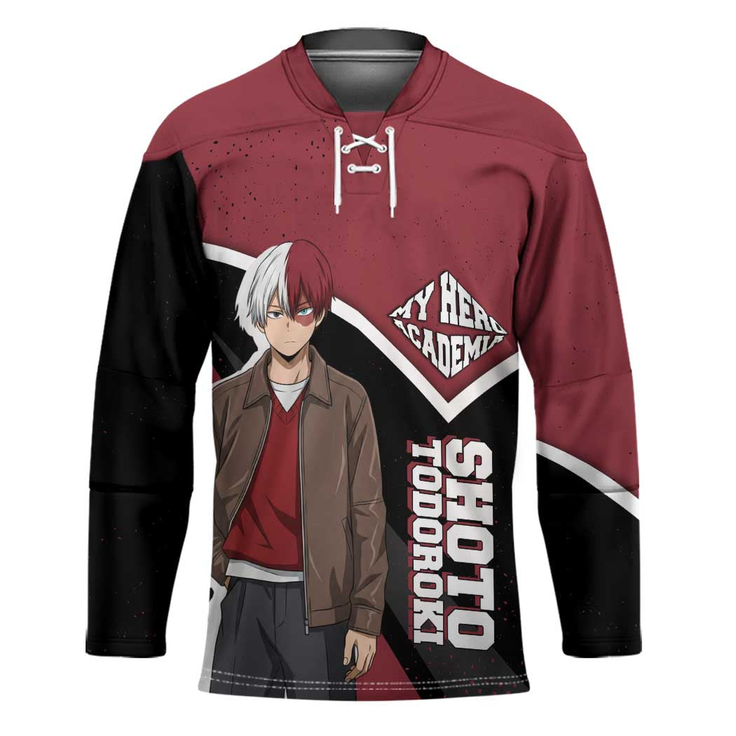 Shoto Todoroki My Hero Academia Hockey Jersey Anime Grunge Splatter Graphic Style