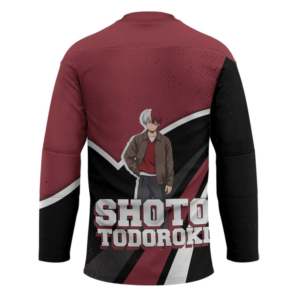 Shoto Todoroki My Hero Academia Hockey Jersey Anime Grunge Splatter Graphic Style