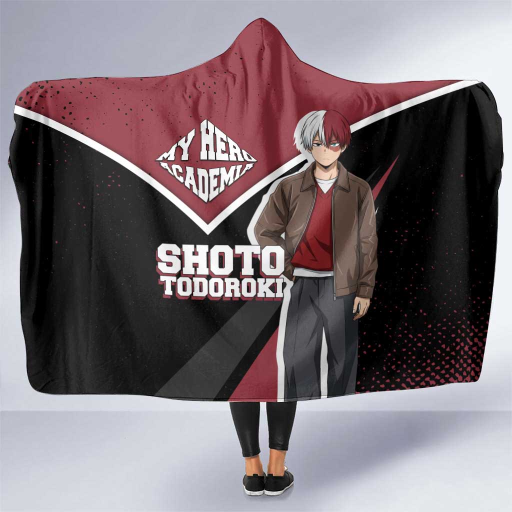 Shoto Todoroki My Hero Academia Hooded Blanket Anime Grunge Splatter Graphic Style
