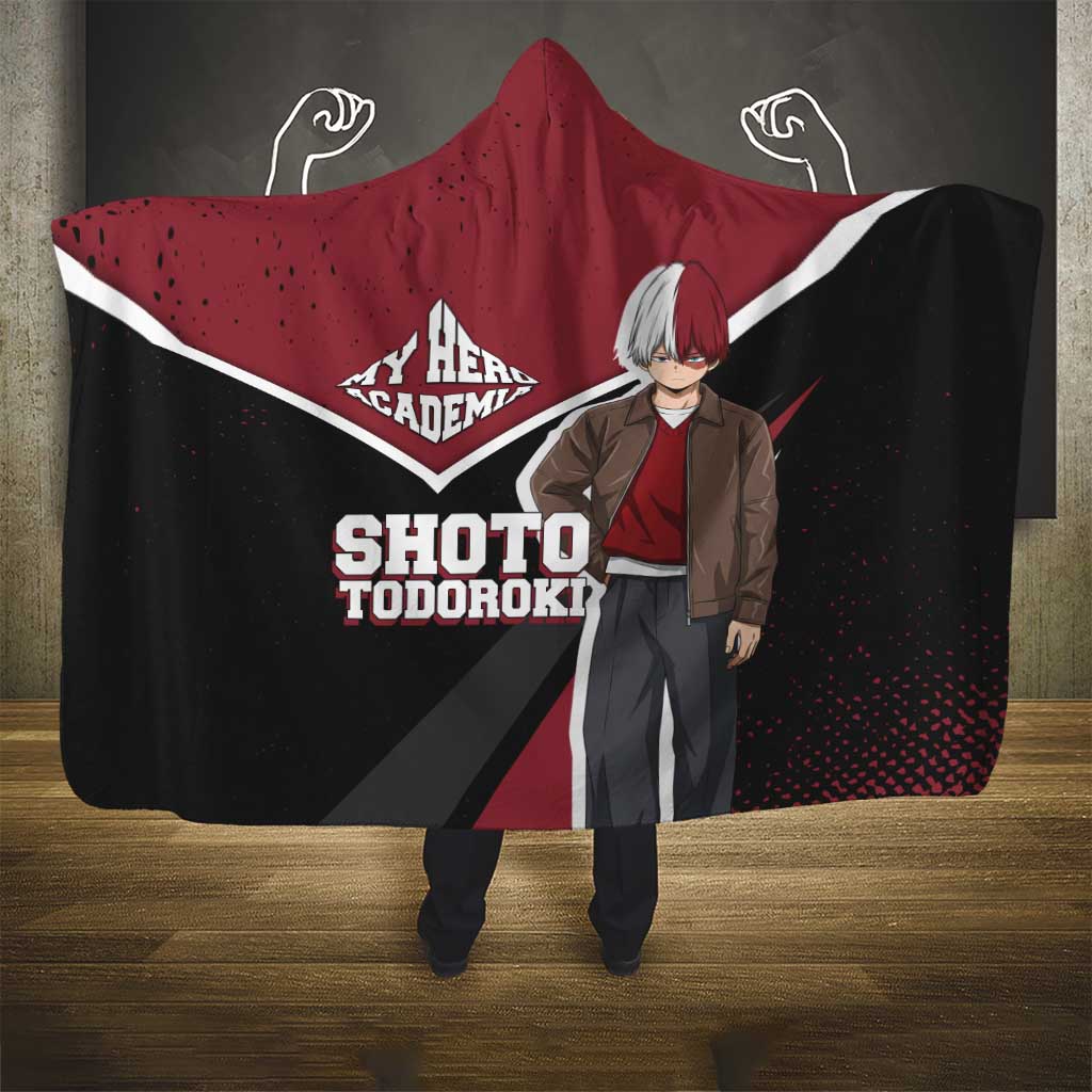 Shoto Todoroki My Hero Academia Hooded Blanket Anime Grunge Splatter Graphic Style