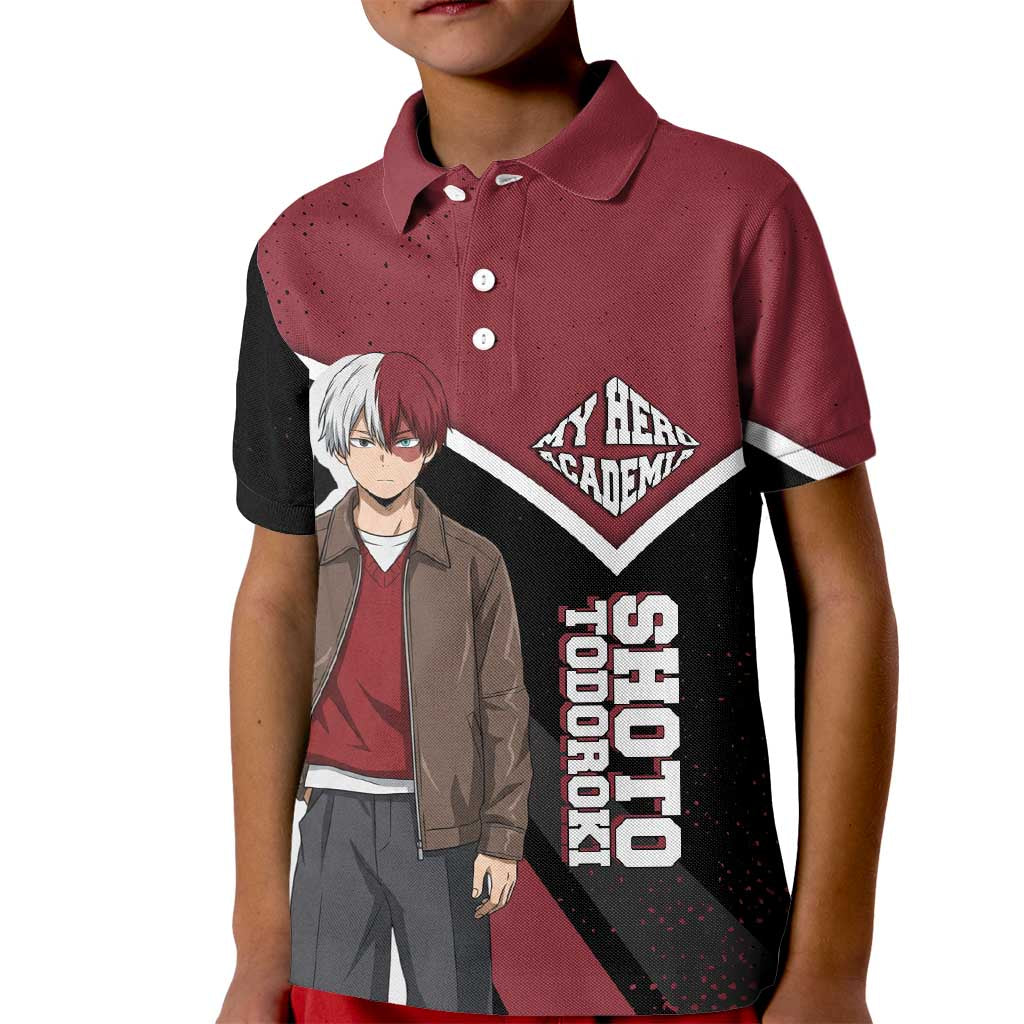Shoto Todoroki My Hero Academia Kid Polo Shirt Anime Grunge Splatter Graphic Style