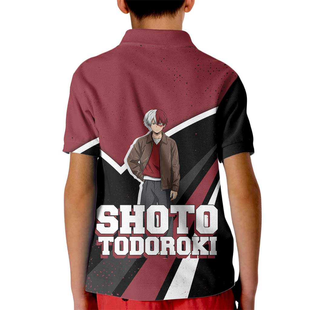 Shoto Todoroki My Hero Academia Kid Polo Shirt Anime Grunge Splatter Graphic Style