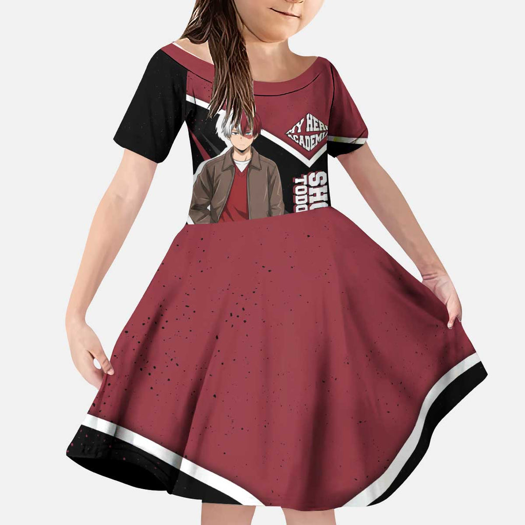 Shoto Todoroki My Hero Academia Kid Short Sleeve Dress Anime Grunge Splatter Graphic Style