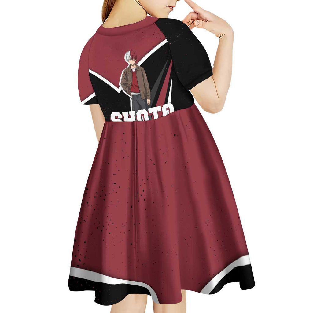 Shoto Todoroki My Hero Academia Kid Short Sleeve Dress Anime Grunge Splatter Graphic Style