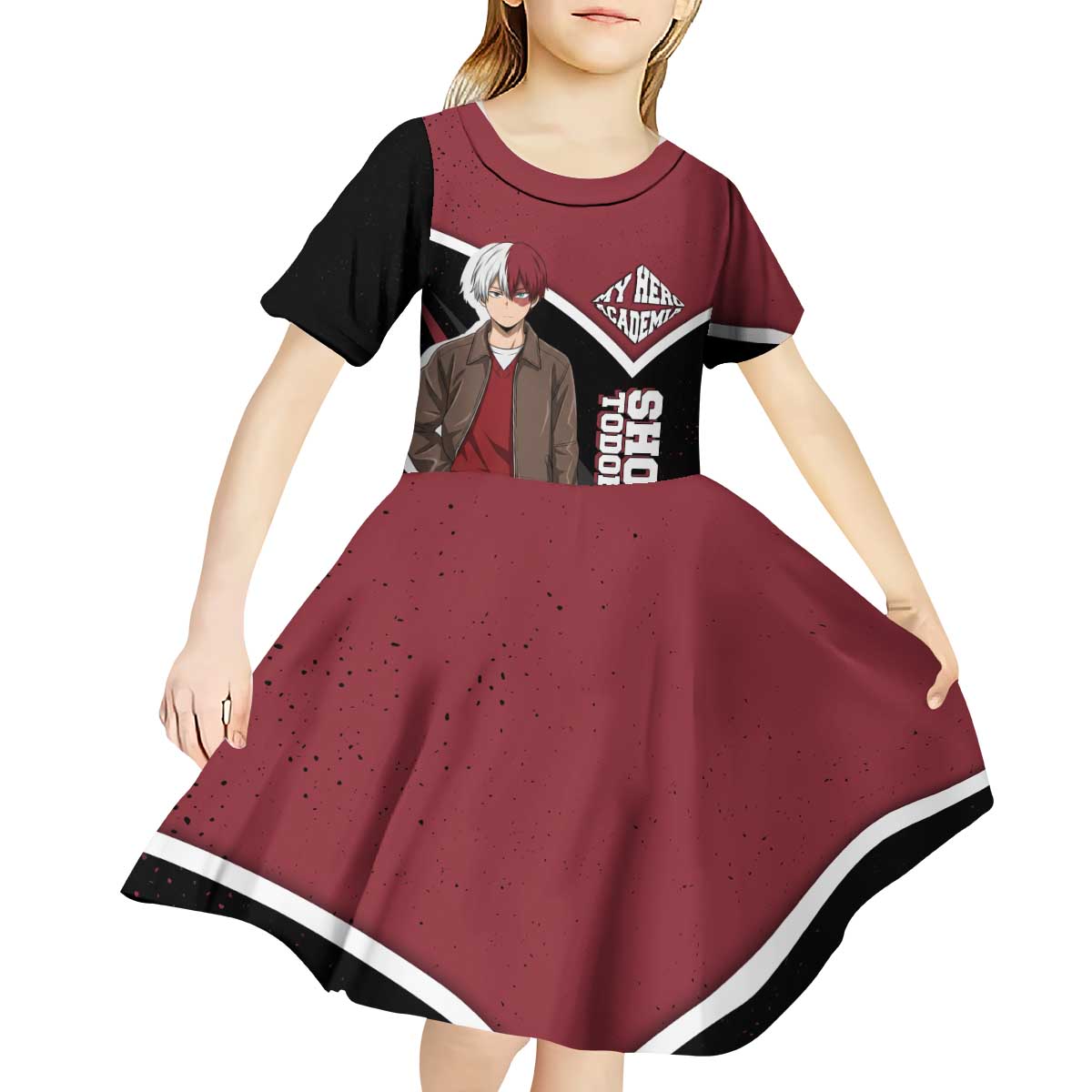 Shoto Todoroki My Hero Academia Kid Short Sleeve Dress Anime Grunge Splatter Graphic Style