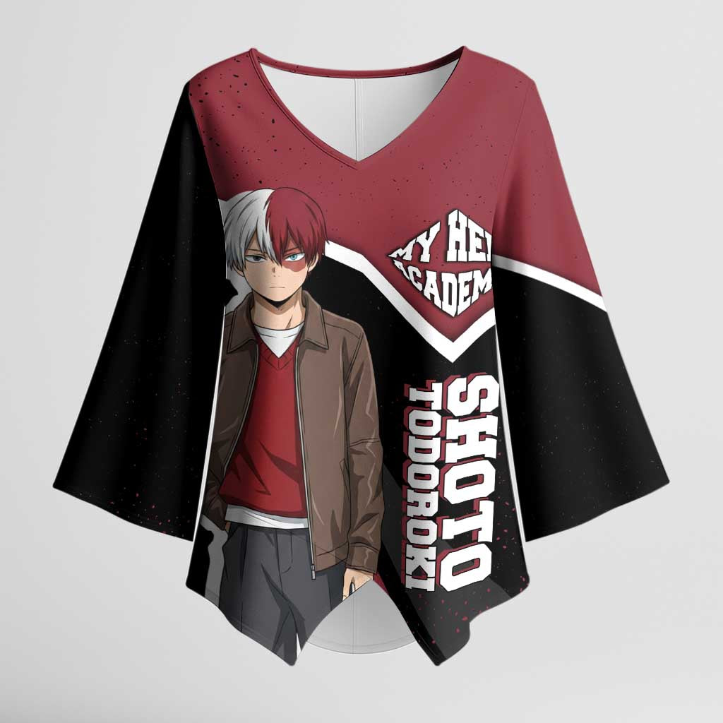 Shoto Todoroki My Hero Academia Kimono Sleeve Blouse Anime Grunge Splatter Graphic Style