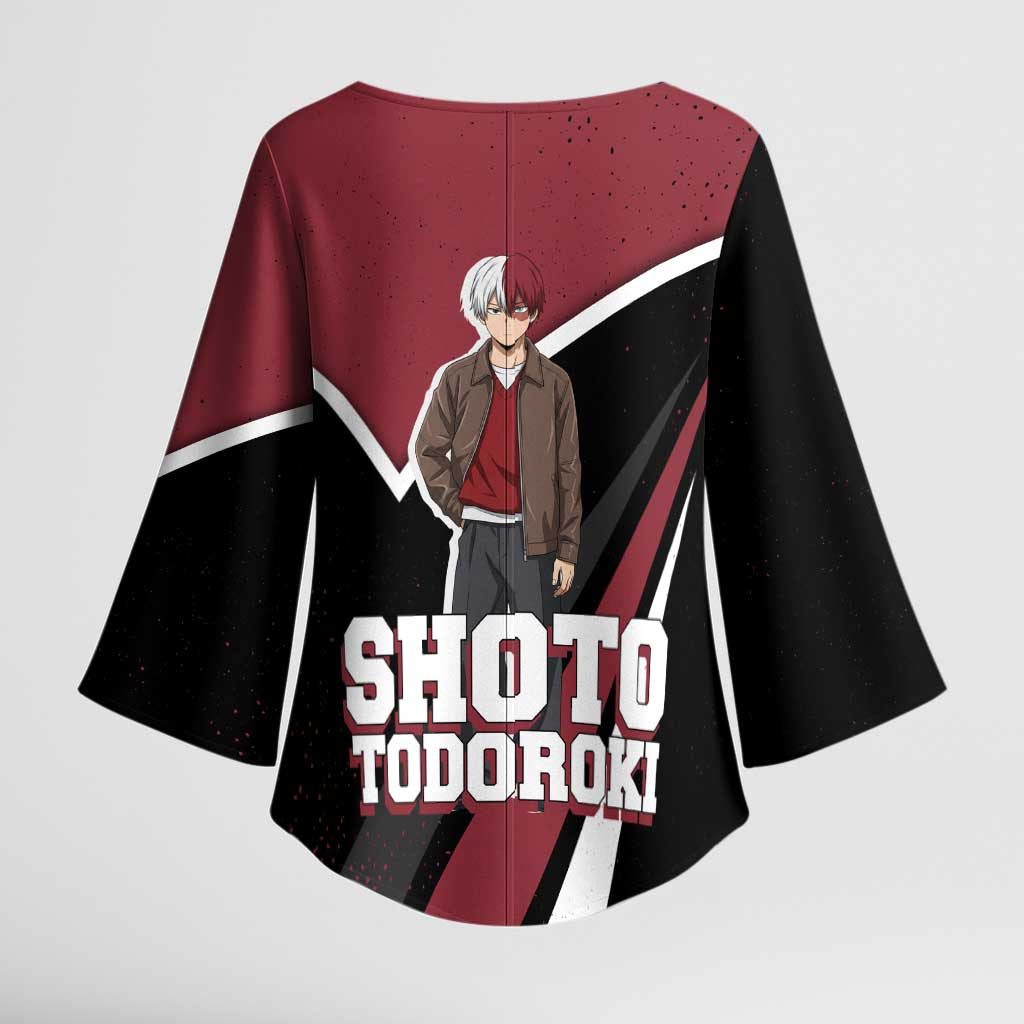 Shoto Todoroki My Hero Academia Kimono Sleeve Blouse Anime Grunge Splatter Graphic Style