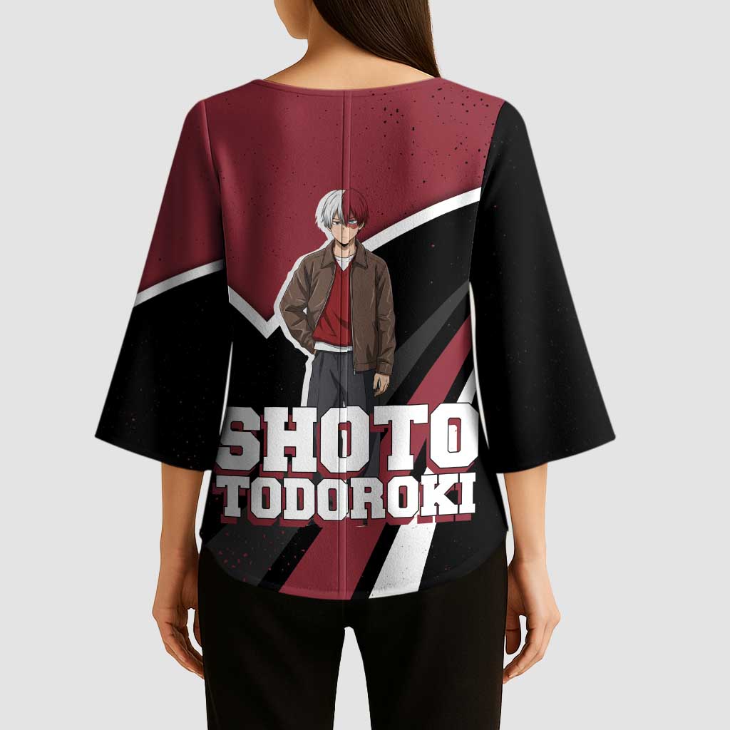 Shoto Todoroki My Hero Academia Kimono Sleeve Blouse Anime Grunge Splatter Graphic Style
