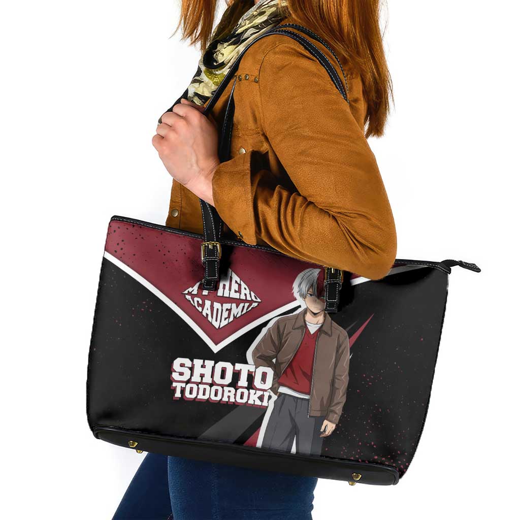 Shoto Todoroki My Hero Academia Leather Tote Bag Anime Grunge Splatter Graphic Style
