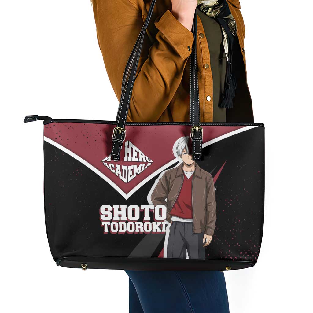 Shoto Todoroki My Hero Academia Leather Tote Bag Anime Grunge Splatter Graphic Style