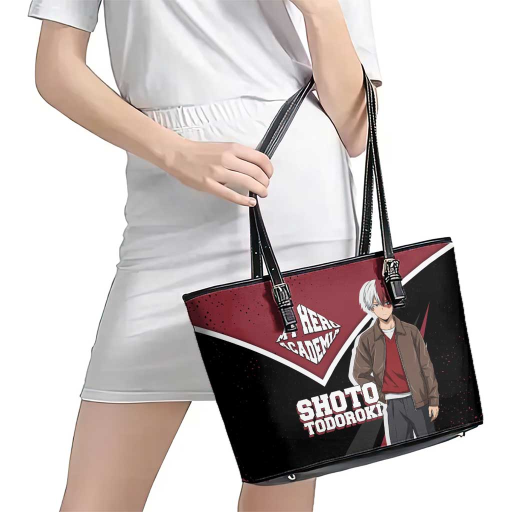 Shoto Todoroki My Hero Academia Leather Tote Bag Anime Grunge Splatter Graphic Style