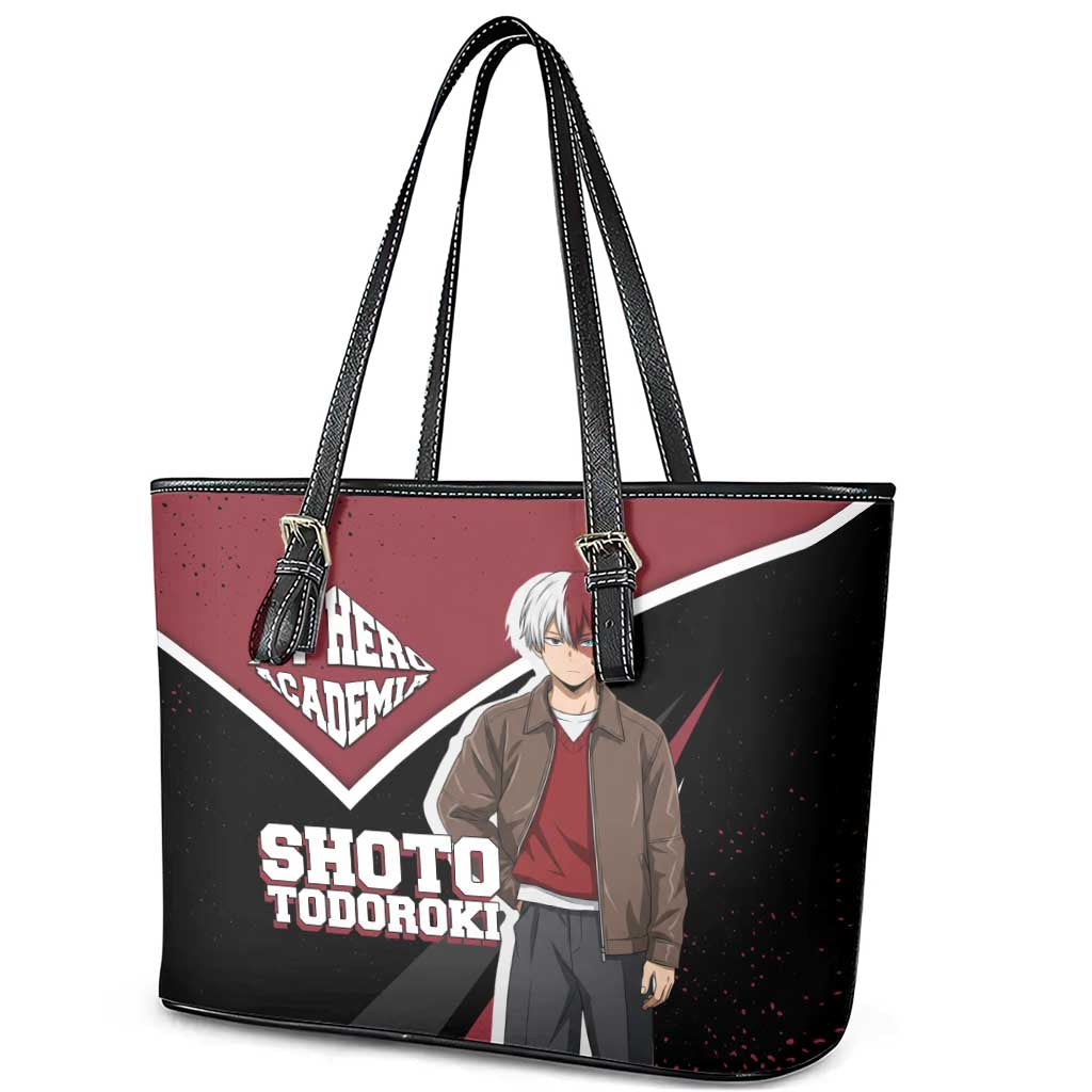 Shoto Todoroki My Hero Academia Leather Tote Bag Anime Grunge Splatter Graphic Style