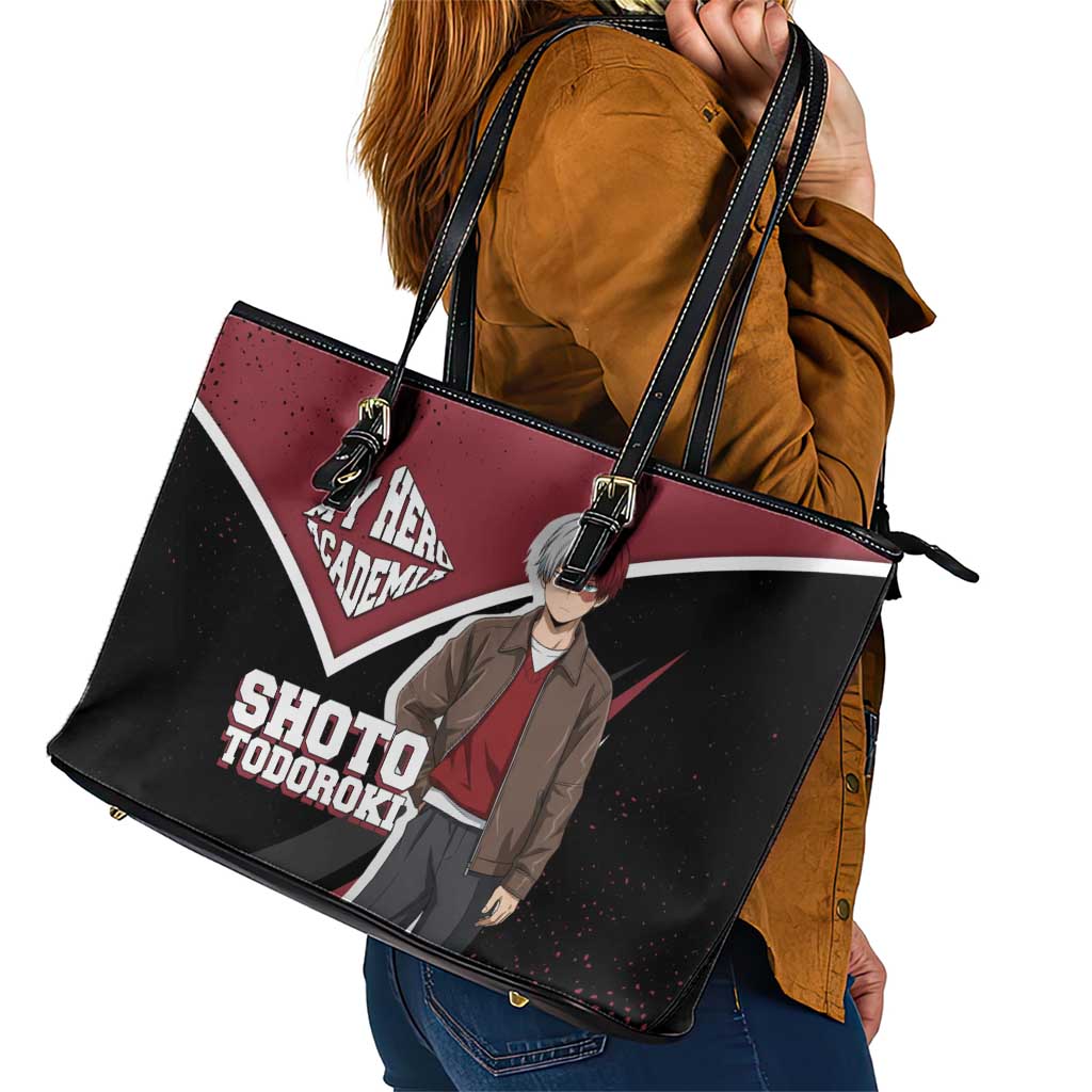 Shoto Todoroki My Hero Academia Leather Tote Bag Anime Grunge Splatter Graphic Style