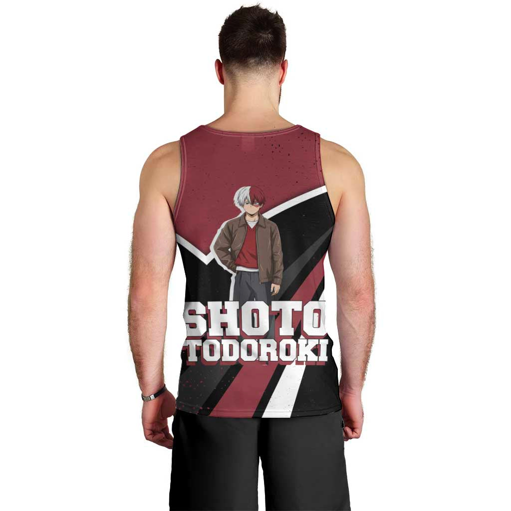 Shoto Todoroki My Hero Academia Men Tank Top Anime Grunge Splatter Graphic Style