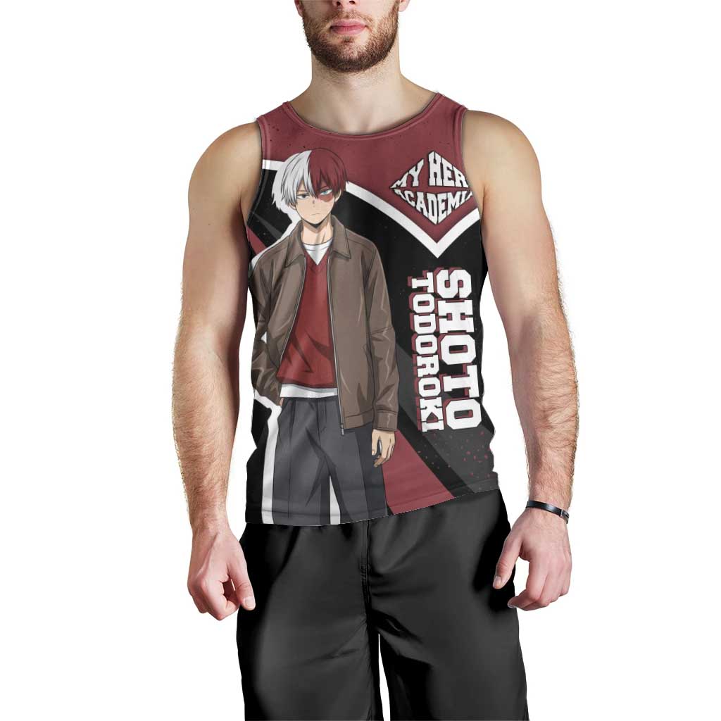 Shoto Todoroki My Hero Academia Men Tank Top Anime Grunge Splatter Graphic Style