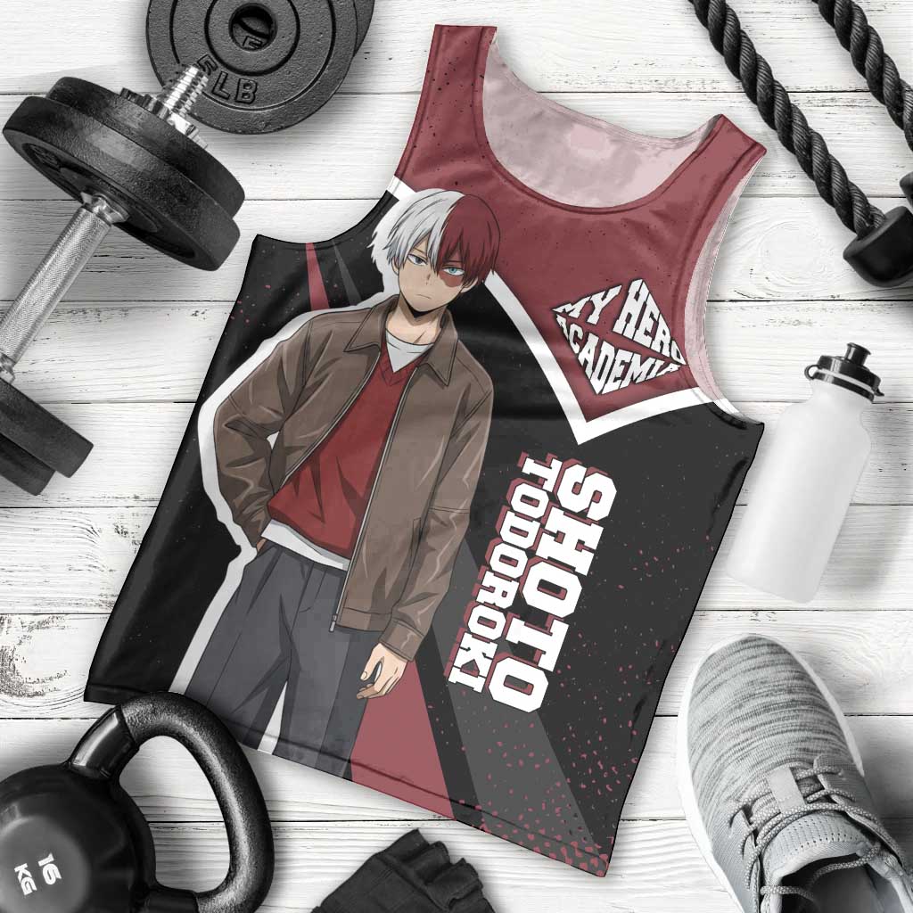 Shoto Todoroki My Hero Academia Men Tank Top Anime Grunge Splatter Graphic Style