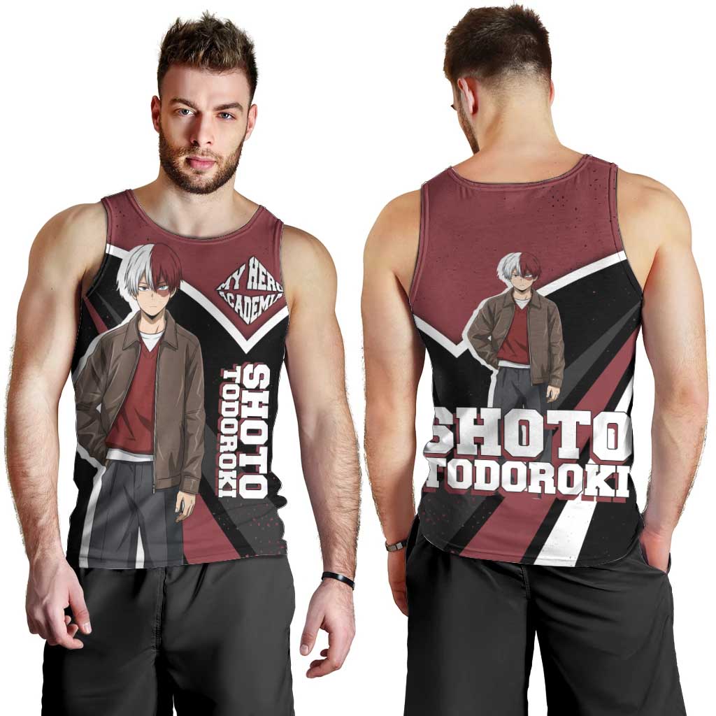 Shoto Todoroki My Hero Academia Men Tank Top Anime Grunge Splatter Graphic Style