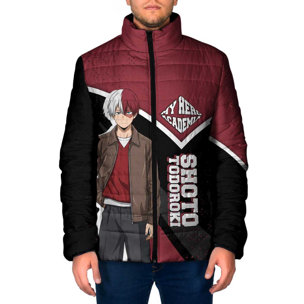 Shoto Todoroki My Hero Academia Padded Jacket Anime Grunge Splatter Graphic Style