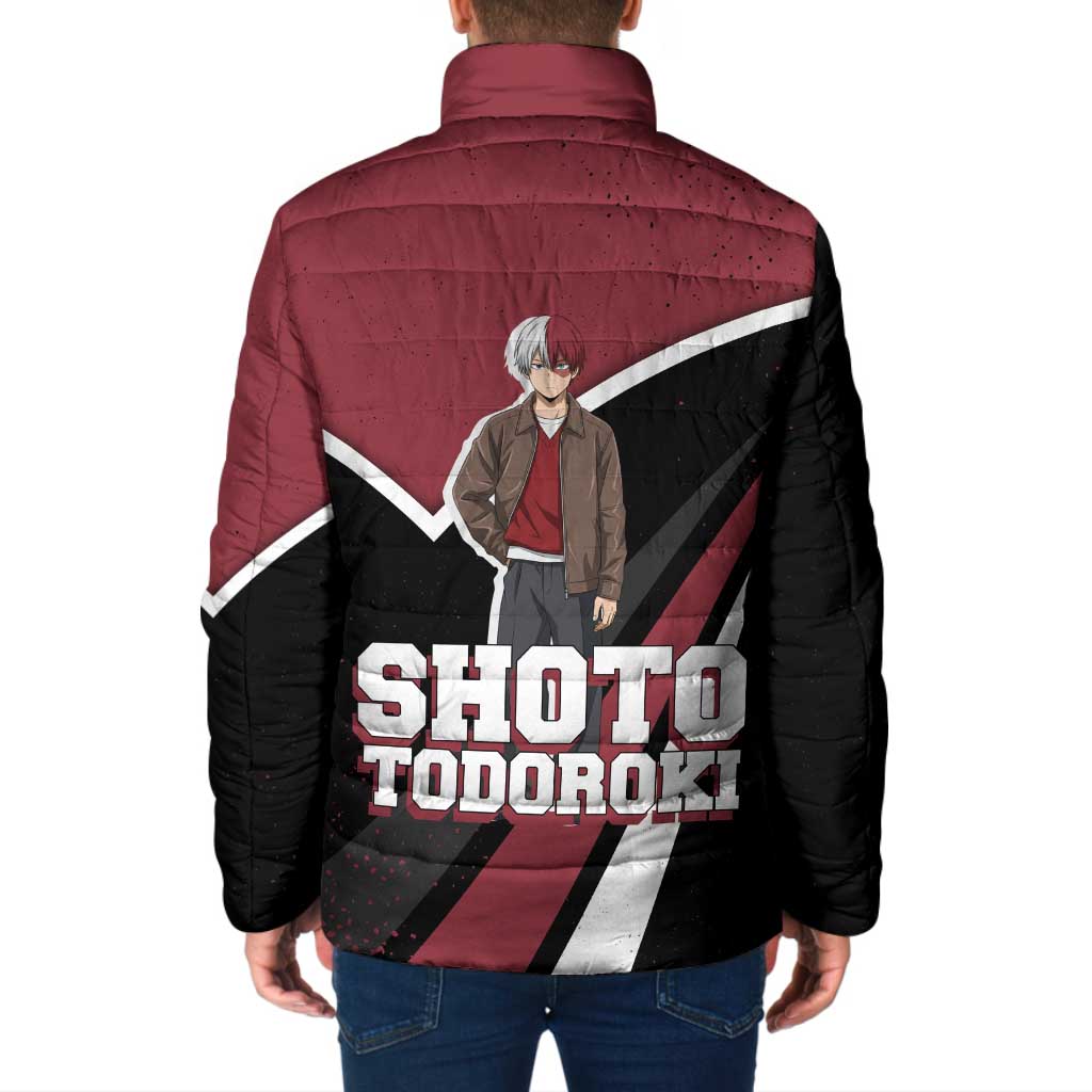 Shoto Todoroki My Hero Academia Padded Jacket Anime Grunge Splatter Graphic Style