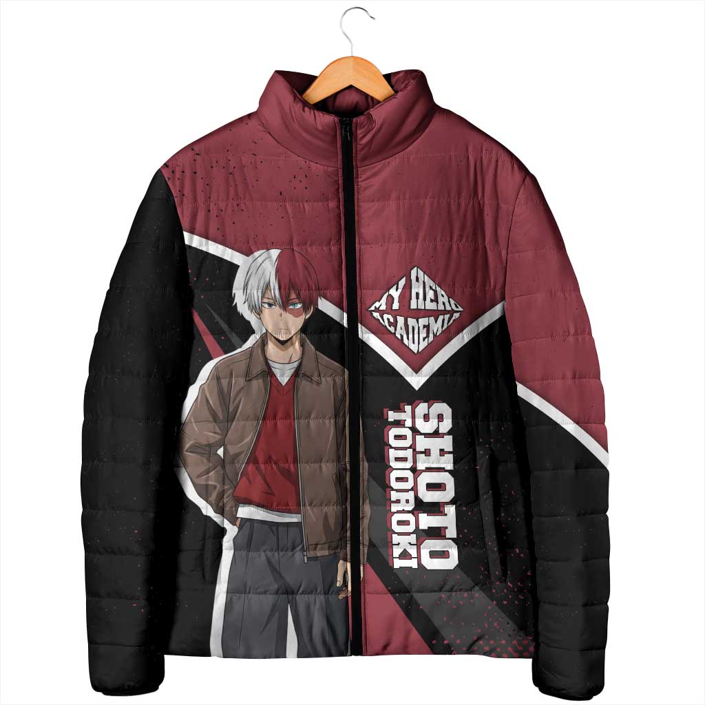 Shoto Todoroki My Hero Academia Padded Jacket Anime Grunge Splatter Graphic Style