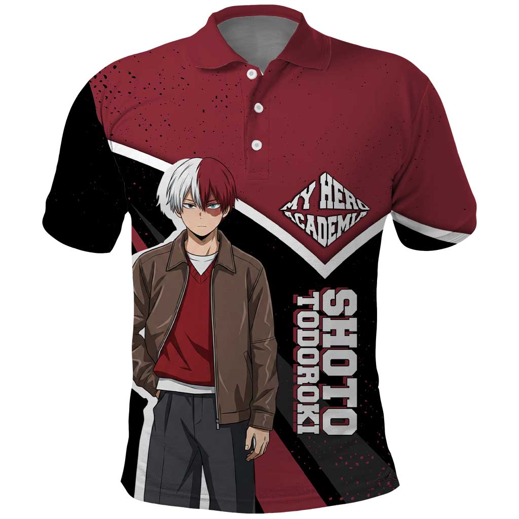 Shoto Todoroki My Hero Academia Polo Shirt Anime Grunge Splatter Graphic Style