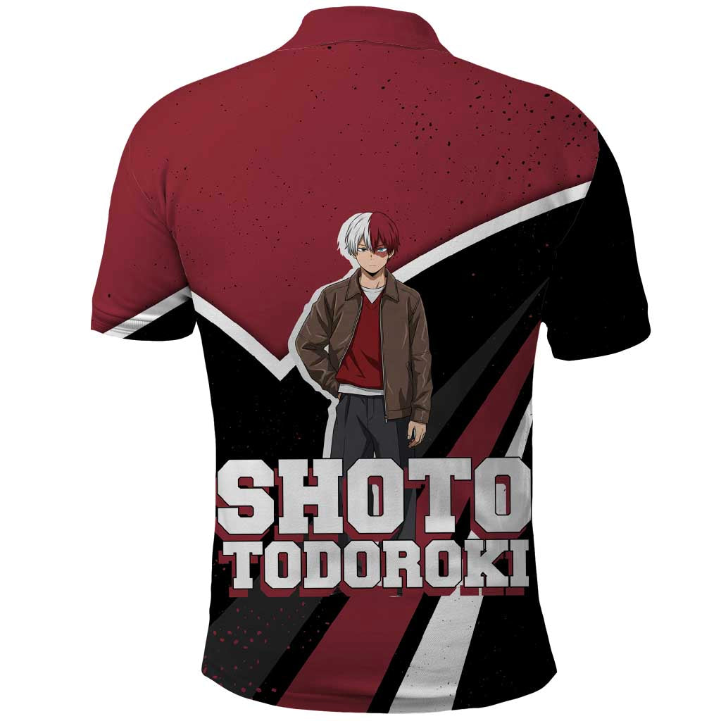 Shoto Todoroki My Hero Academia Polo Shirt Anime Grunge Splatter Graphic Style