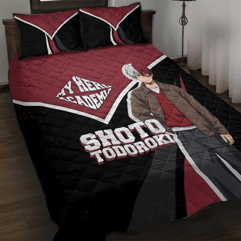 Shoto Todoroki My Hero Academia Quilt Bed Set Anime Grunge Splatter Graphic Style