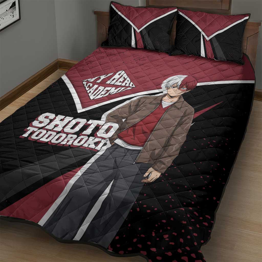Shoto Todoroki My Hero Academia Quilt Bed Set Anime Grunge Splatter Graphic Style