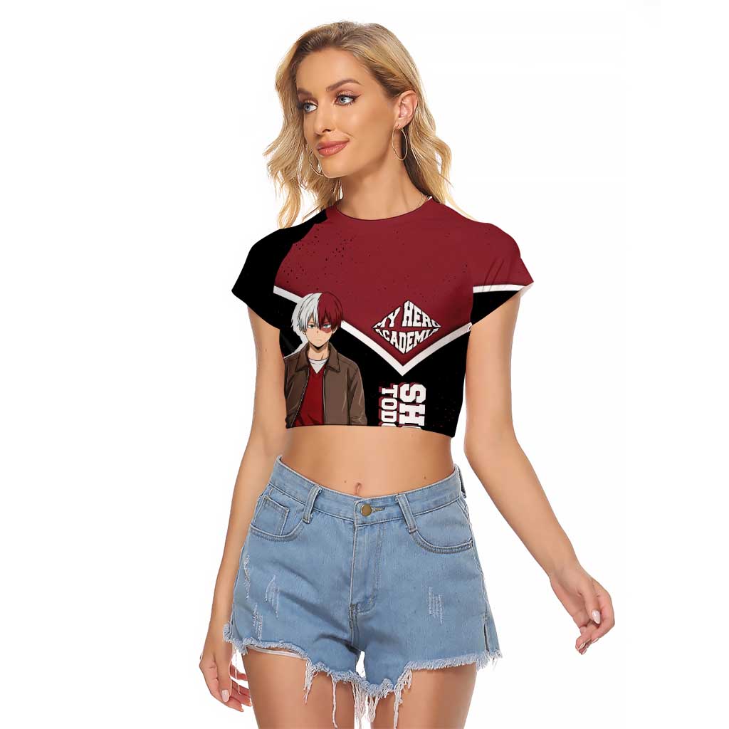 Shoto Todoroki My Hero Academia Raglan Cropped T Shirt Anime Grunge Splatter Graphic Style