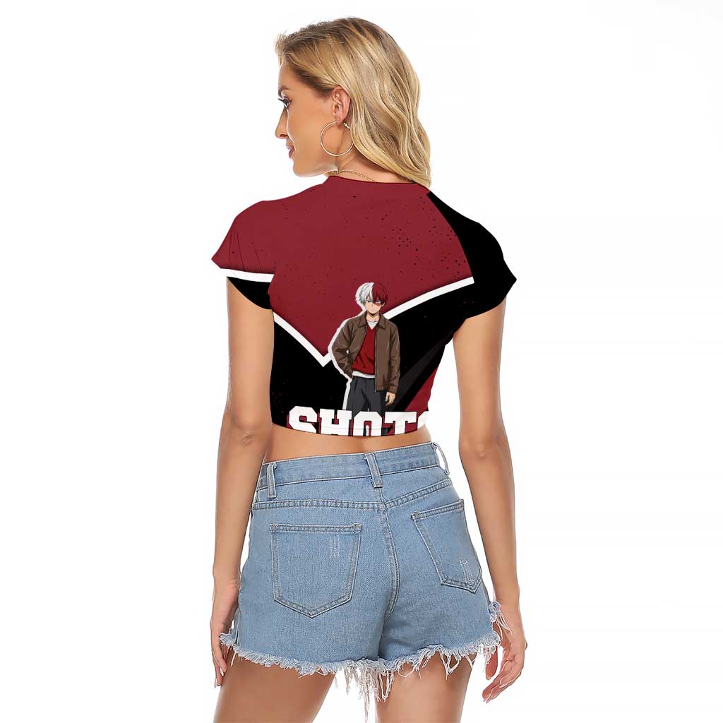 Shoto Todoroki My Hero Academia Raglan Cropped T Shirt Anime Grunge Splatter Graphic Style