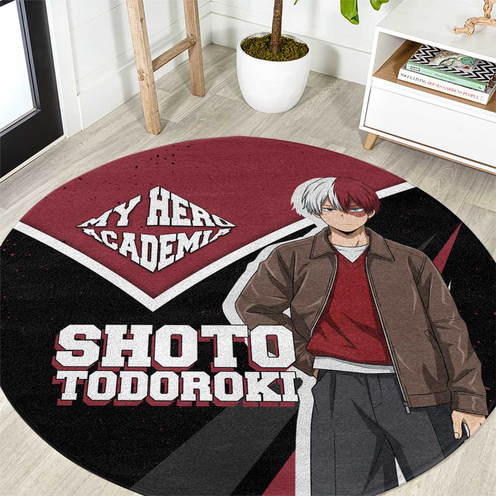Shoto Todoroki My Hero Academia Round Carpet Anime Grunge Splatter Graphic Style