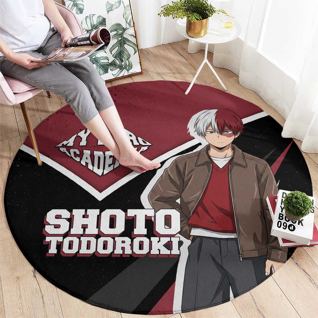 Shoto Todoroki My Hero Academia Round Carpet Anime Grunge Splatter Graphic Style