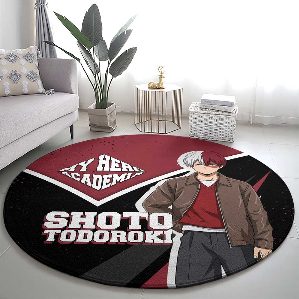 Shoto Todoroki My Hero Academia Round Carpet Anime Grunge Splatter Graphic Style