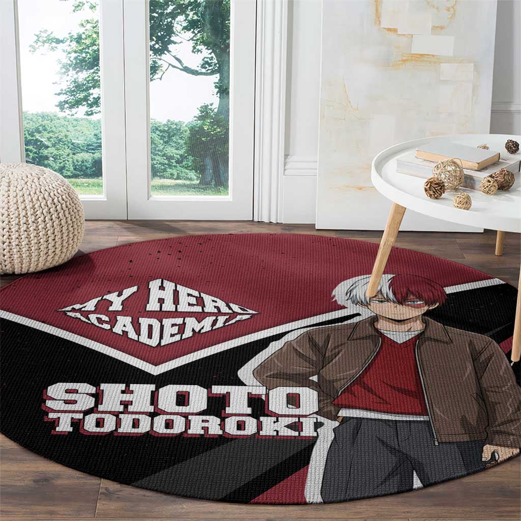 Shoto Todoroki My Hero Academia Round Carpet Anime Grunge Splatter Graphic Style