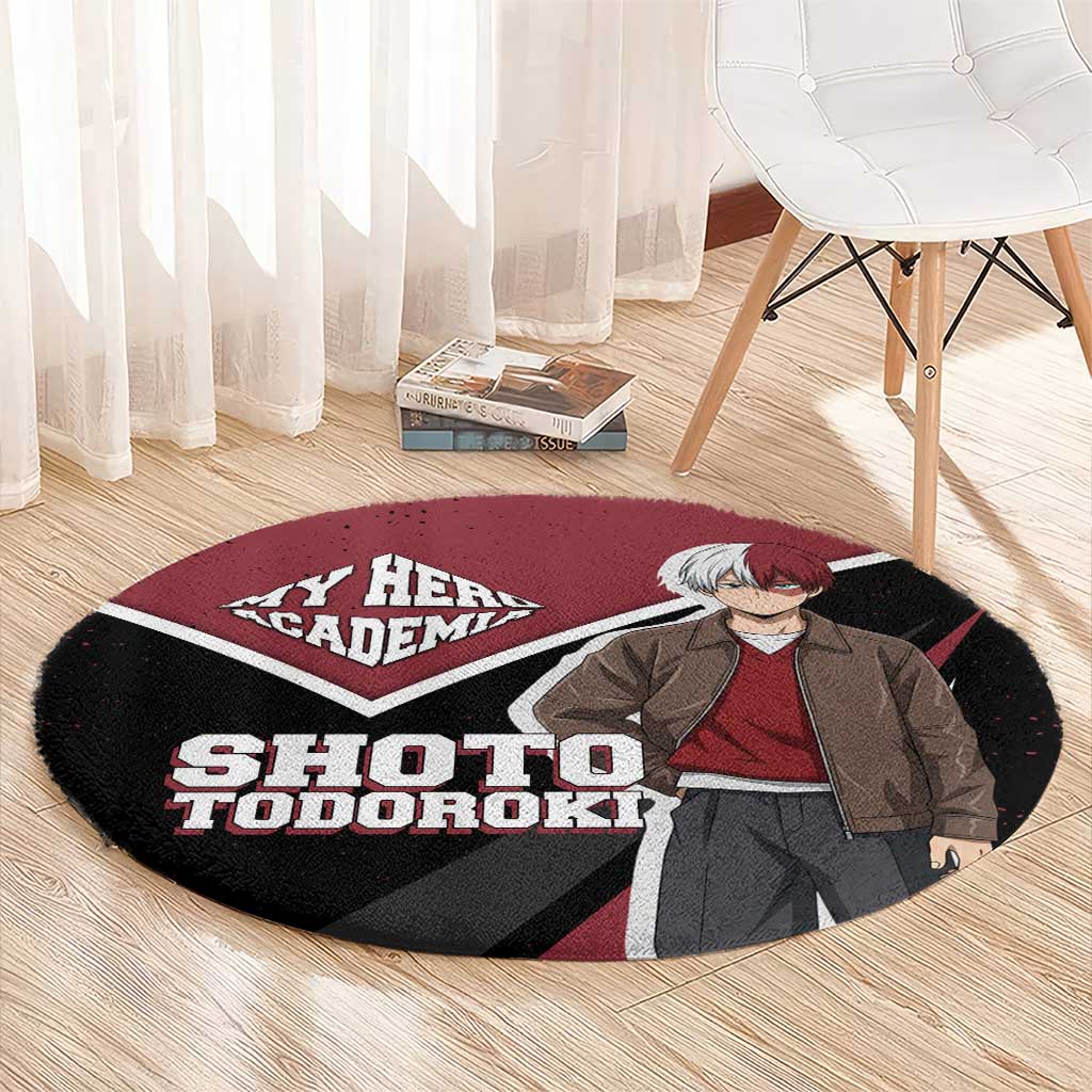 Shoto Todoroki My Hero Academia Round Carpet Anime Grunge Splatter Graphic Style