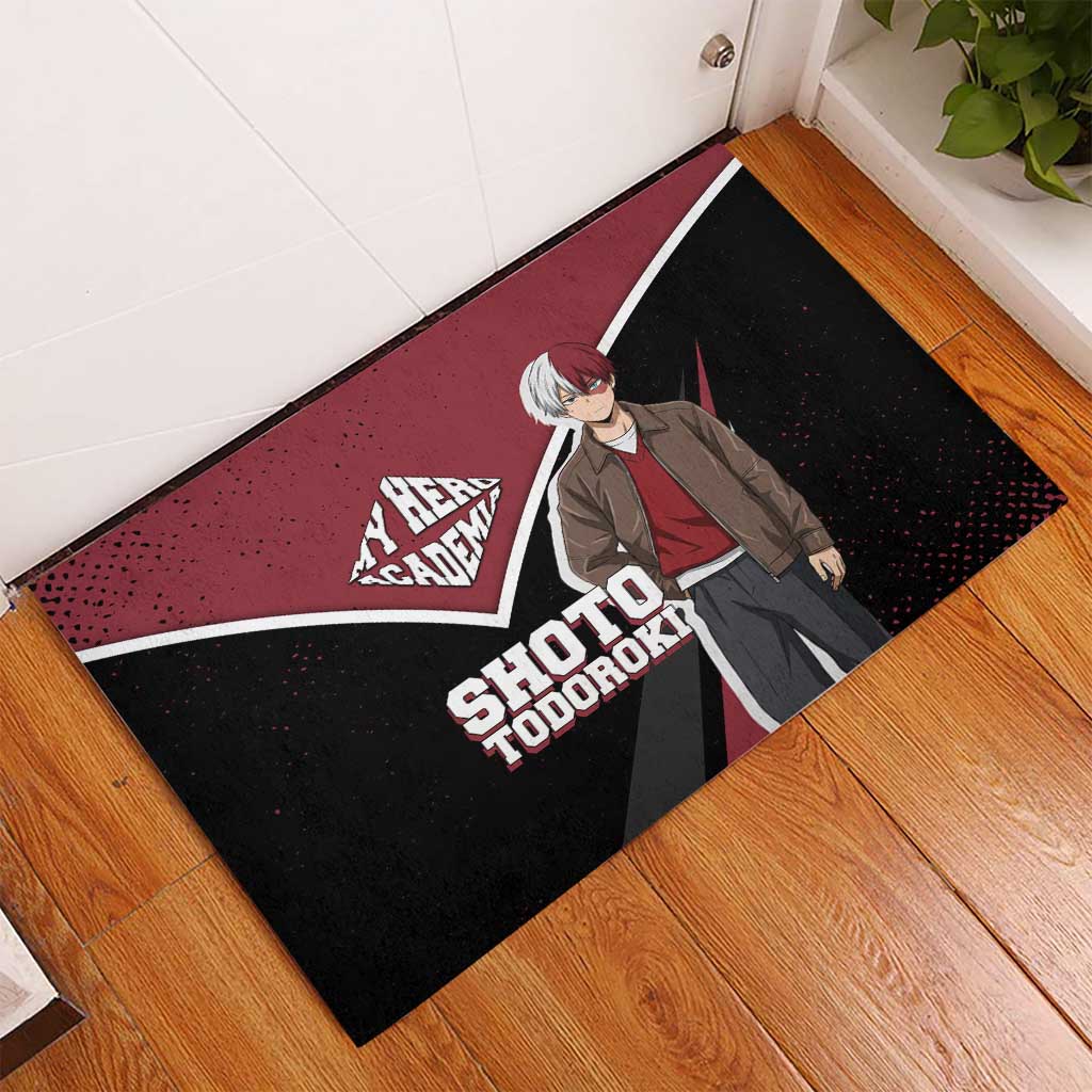 Shoto Todoroki My Hero Academia Rubber Doormat Anime Grunge Splatter Graphic Style