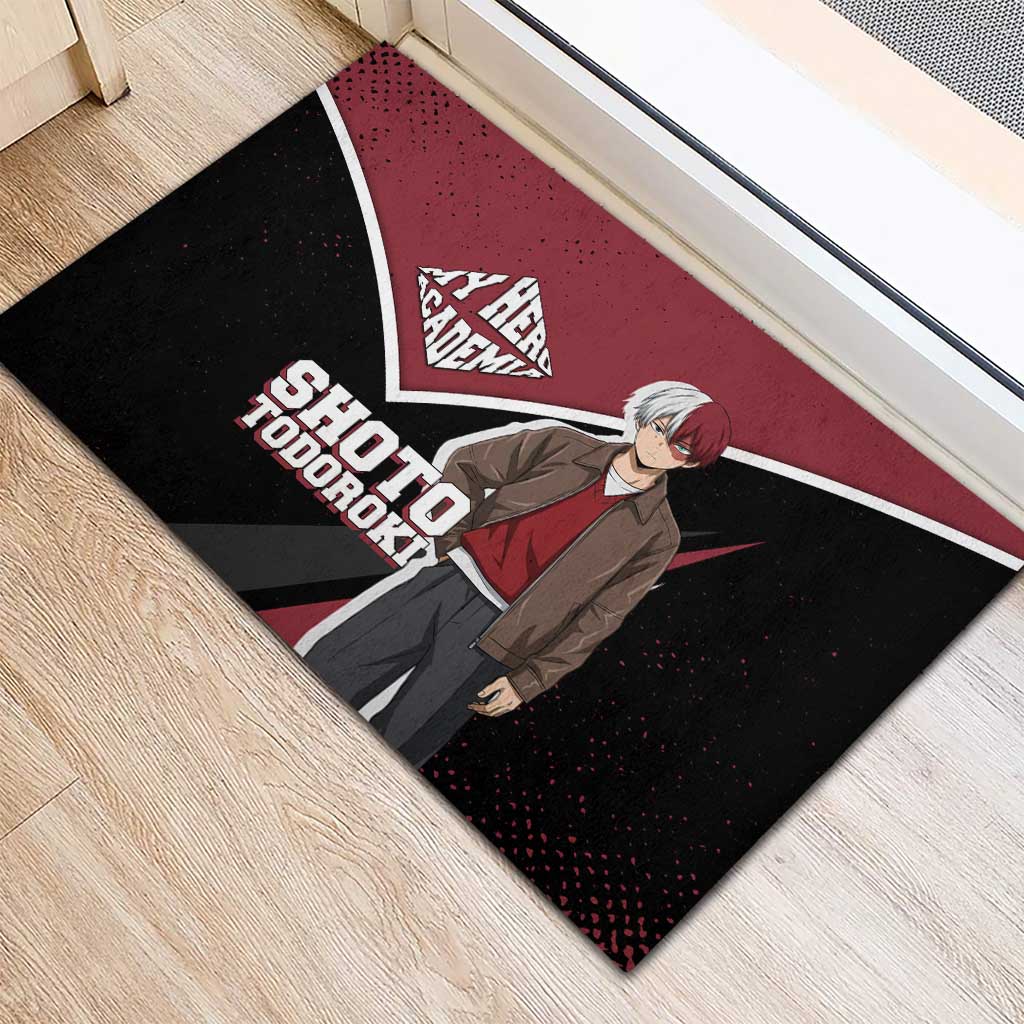 Shoto Todoroki My Hero Academia Rubber Doormat Anime Grunge Splatter Graphic Style