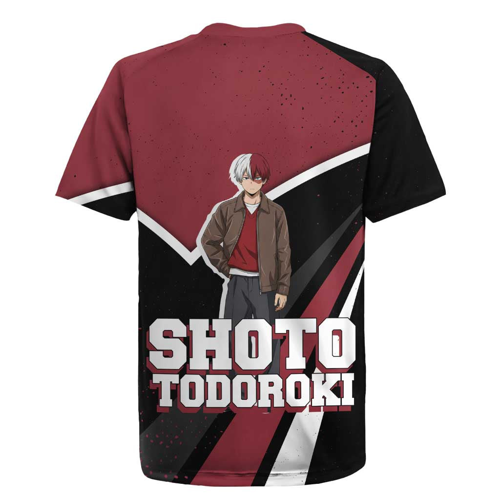 Shoto Todoroki My Hero Academia Rugby Jersey Anime Grunge Splatter Graphic Style