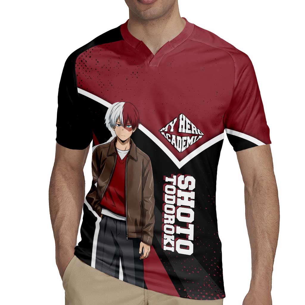 Shoto Todoroki My Hero Academia Rugby Jersey Anime Grunge Splatter Graphic Style