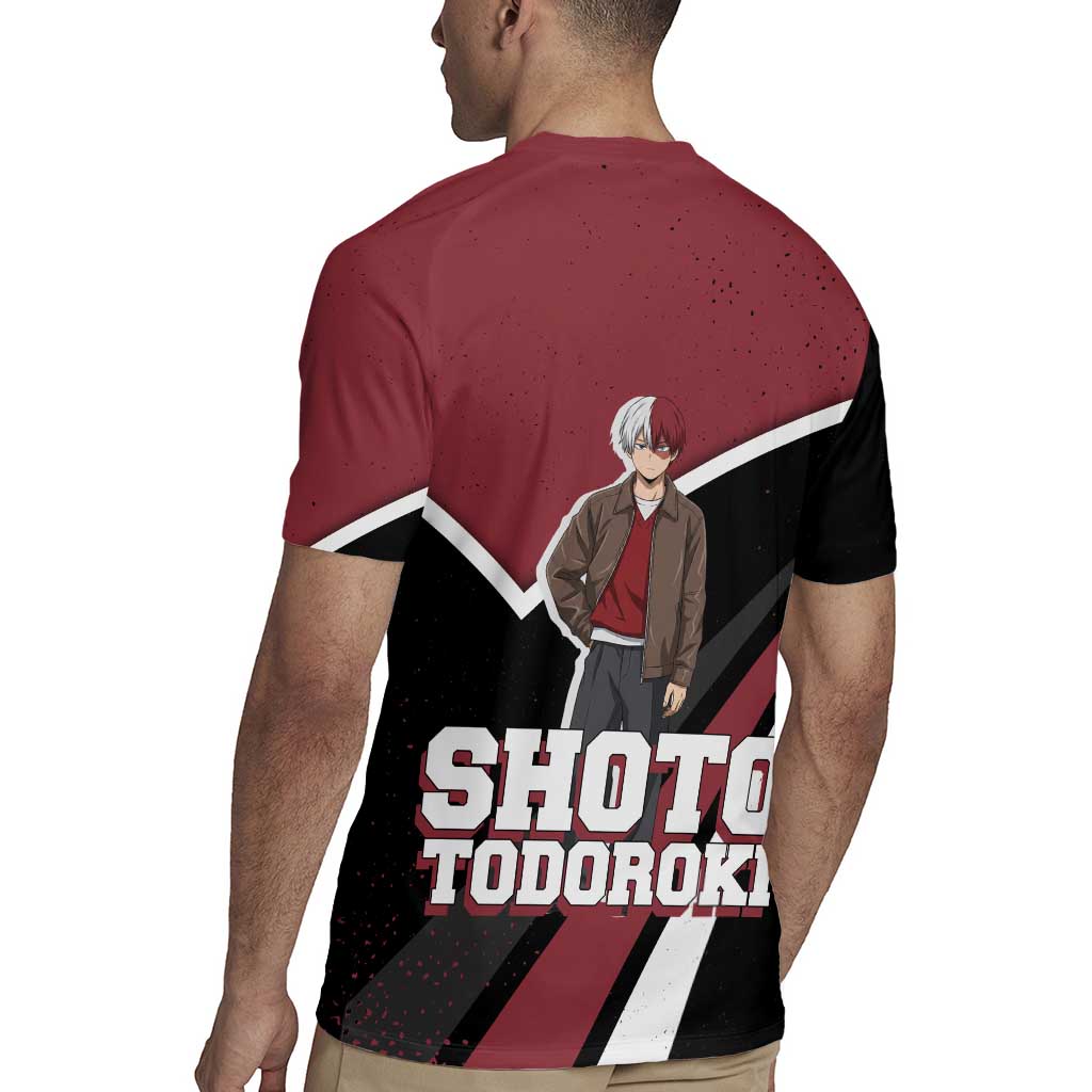 Shoto Todoroki My Hero Academia Rugby Jersey Anime Grunge Splatter Graphic Style
