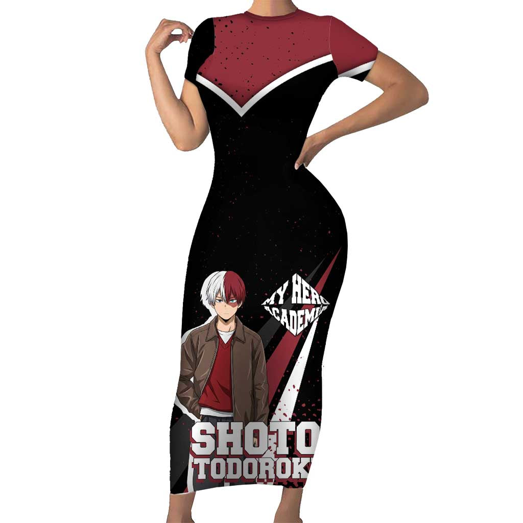 Shoto Todoroki My Hero Academia Short Sleeve Bodycon Dress Anime Grunge Splatter Graphic Style