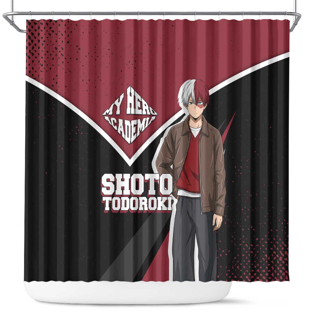 Shoto Todoroki My Hero Academia Shower Curtain Anime Grunge Splatter Graphic Style