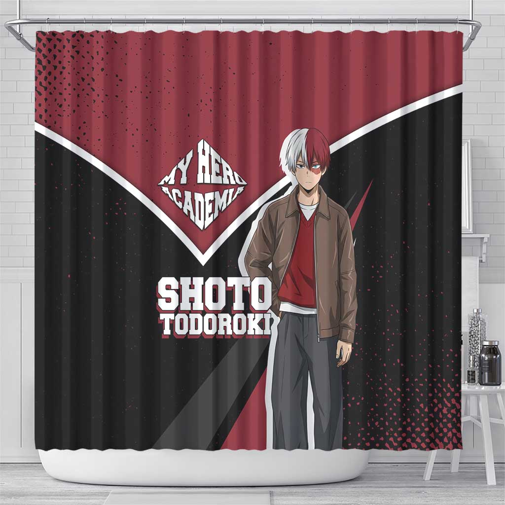 Shoto Todoroki My Hero Academia Shower Curtain Anime Grunge Splatter Graphic Style