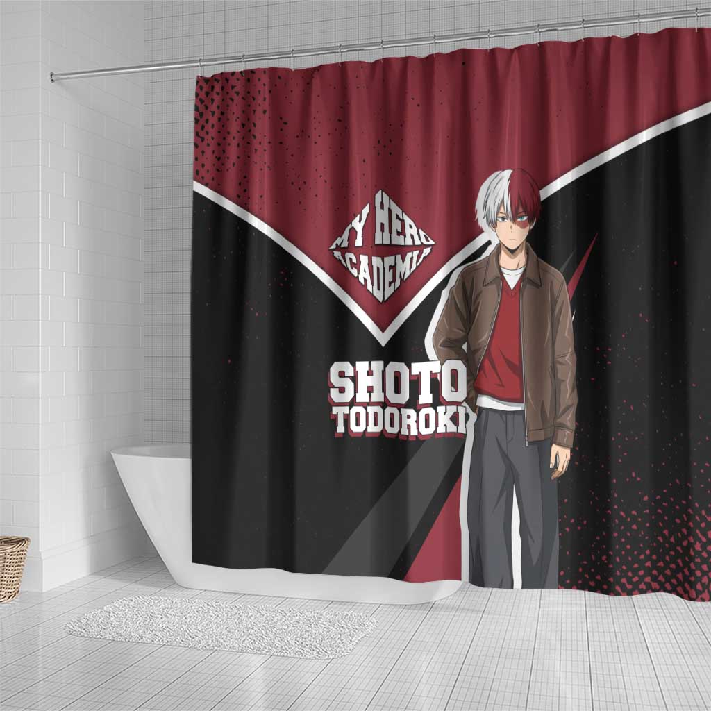 Shoto Todoroki My Hero Academia Shower Curtain Anime Grunge Splatter Graphic Style