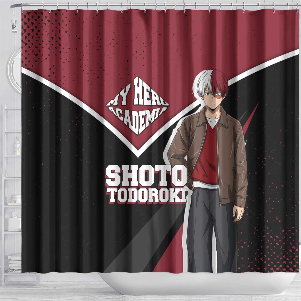 Shoto Todoroki My Hero Academia Shower Curtain Anime Grunge Splatter Graphic Style